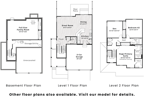 Floor plan for 3 beds, 2.5 baths, 2177 sqft